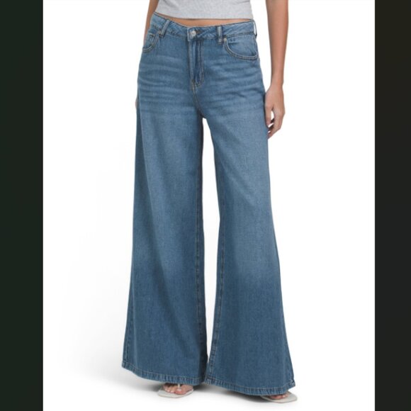 NEW REWASH Low Pro Palazzo Jeans in medium wash for women 825 2j7 - Picture 1 of 5